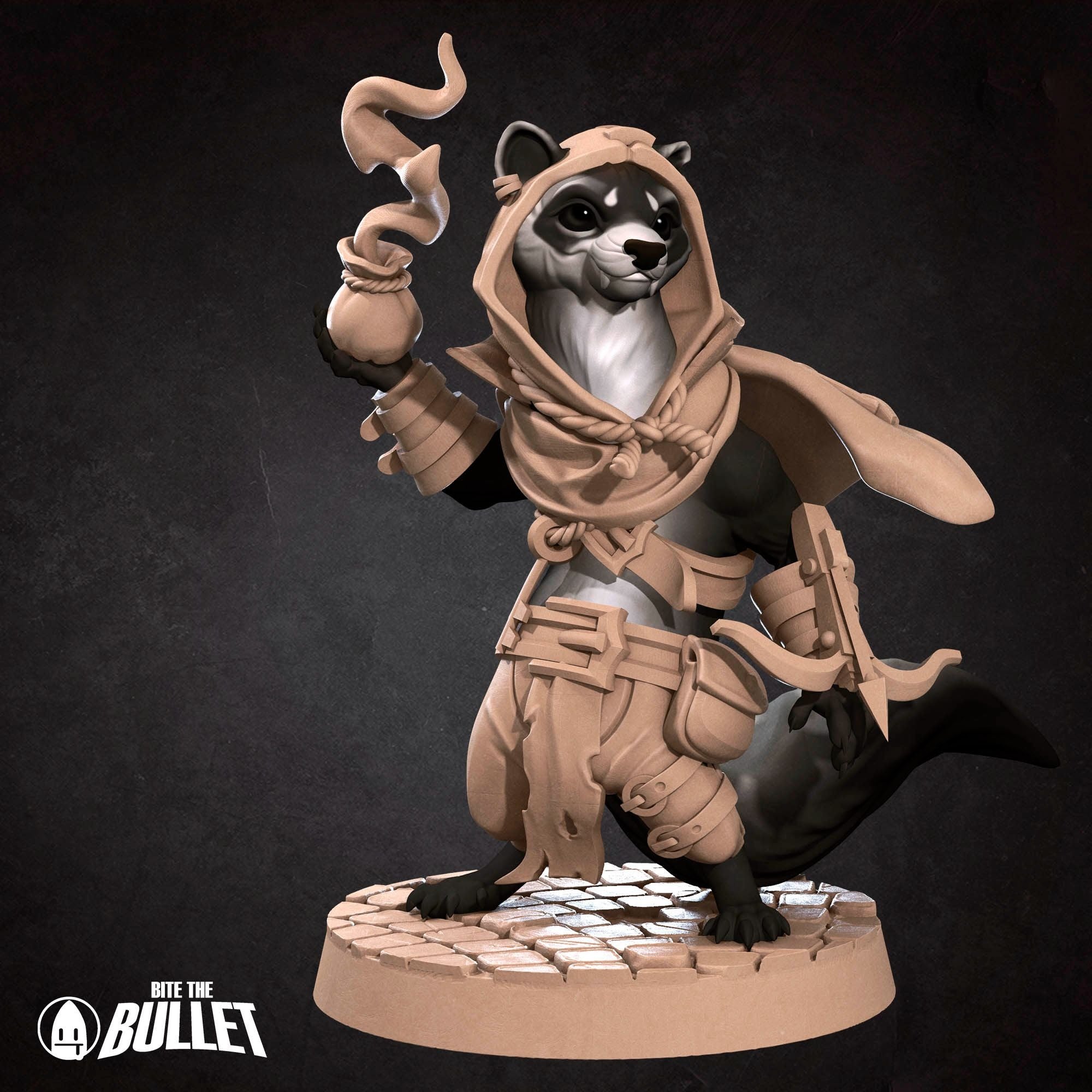 Ferretfolk Rogue - Grove Haven - 3d Printed Miniature sculpted by Bite the Bullet