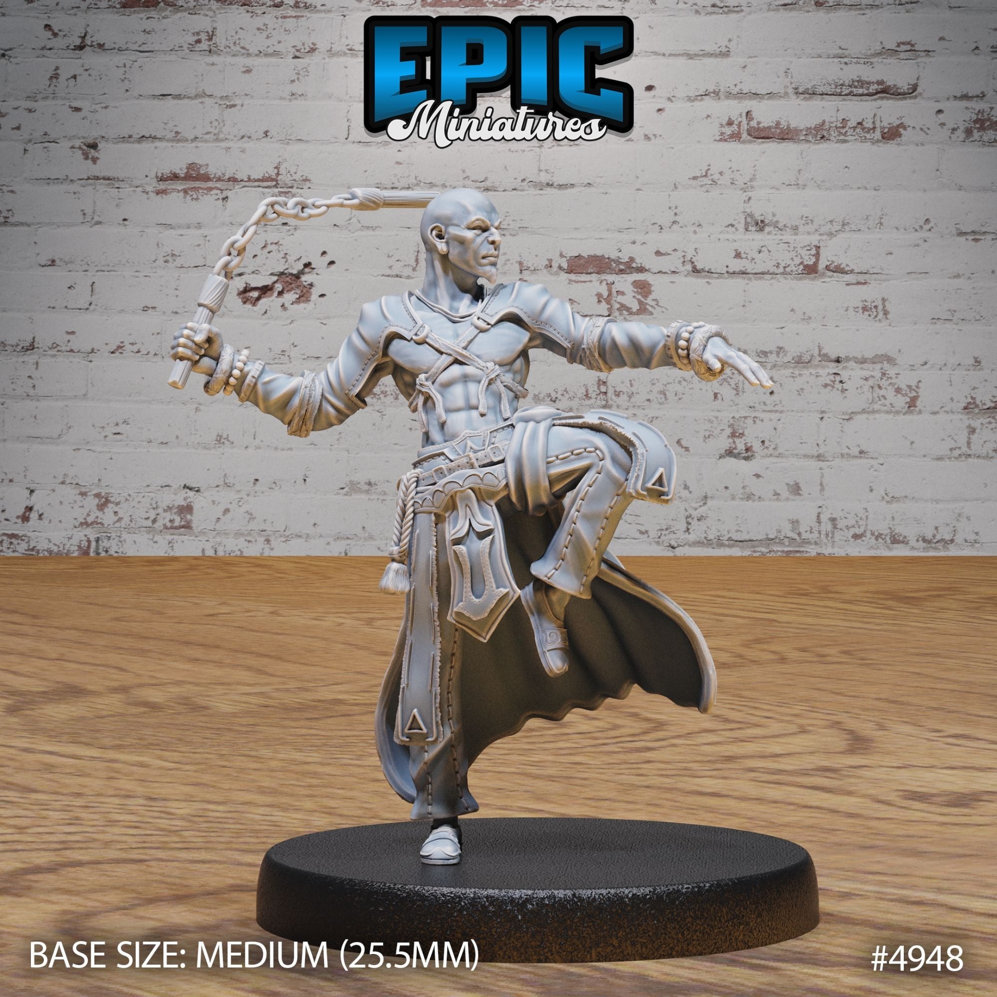 Monk Adventurer Male - 3d Printed Miniature Sculpted by Epic Miniatures