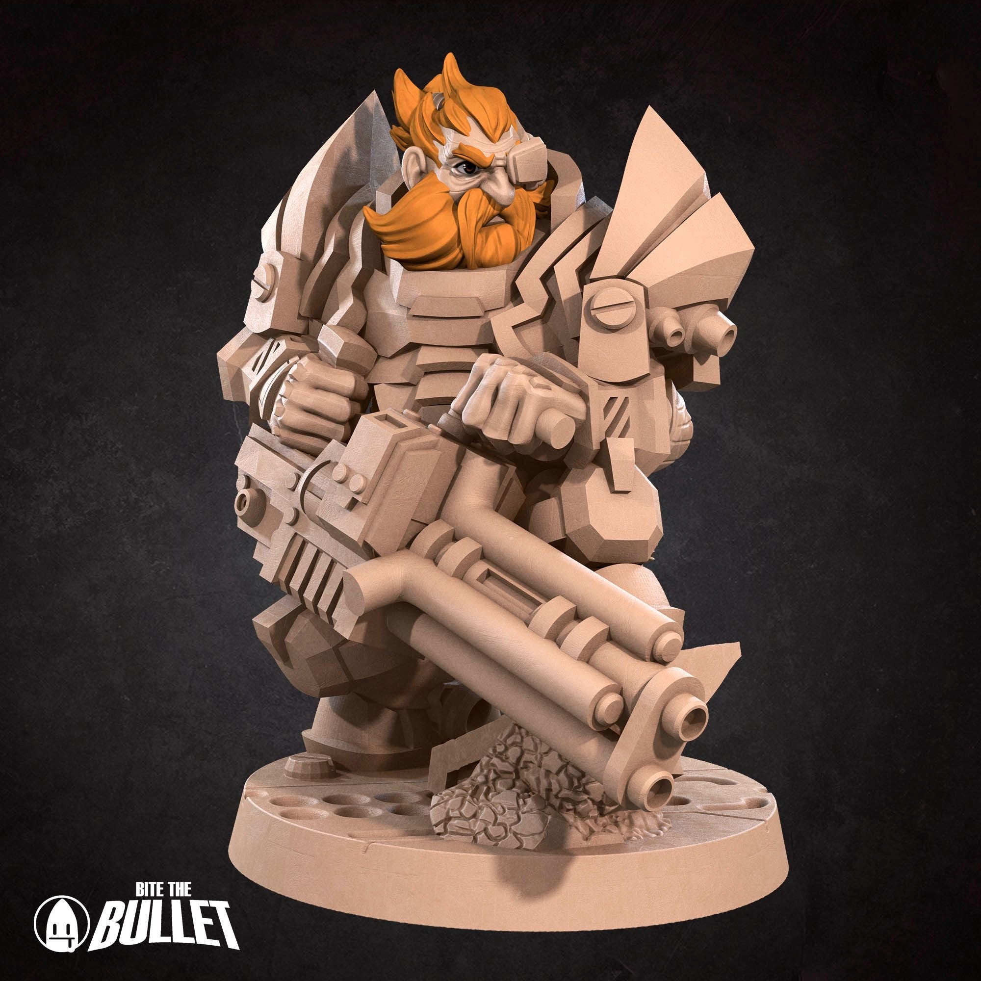 Space Dwarf Soldier - Bullet Galaxy - 3d Printed Miniature sculpted by Bite the Bullet