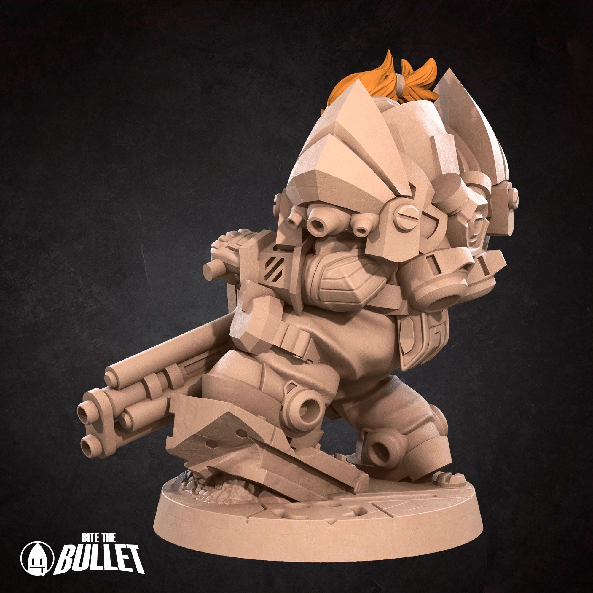 Space Dwarf Soldier - Bullet Galaxy - 3d Printed Miniature sculpted by Bite the Bullet