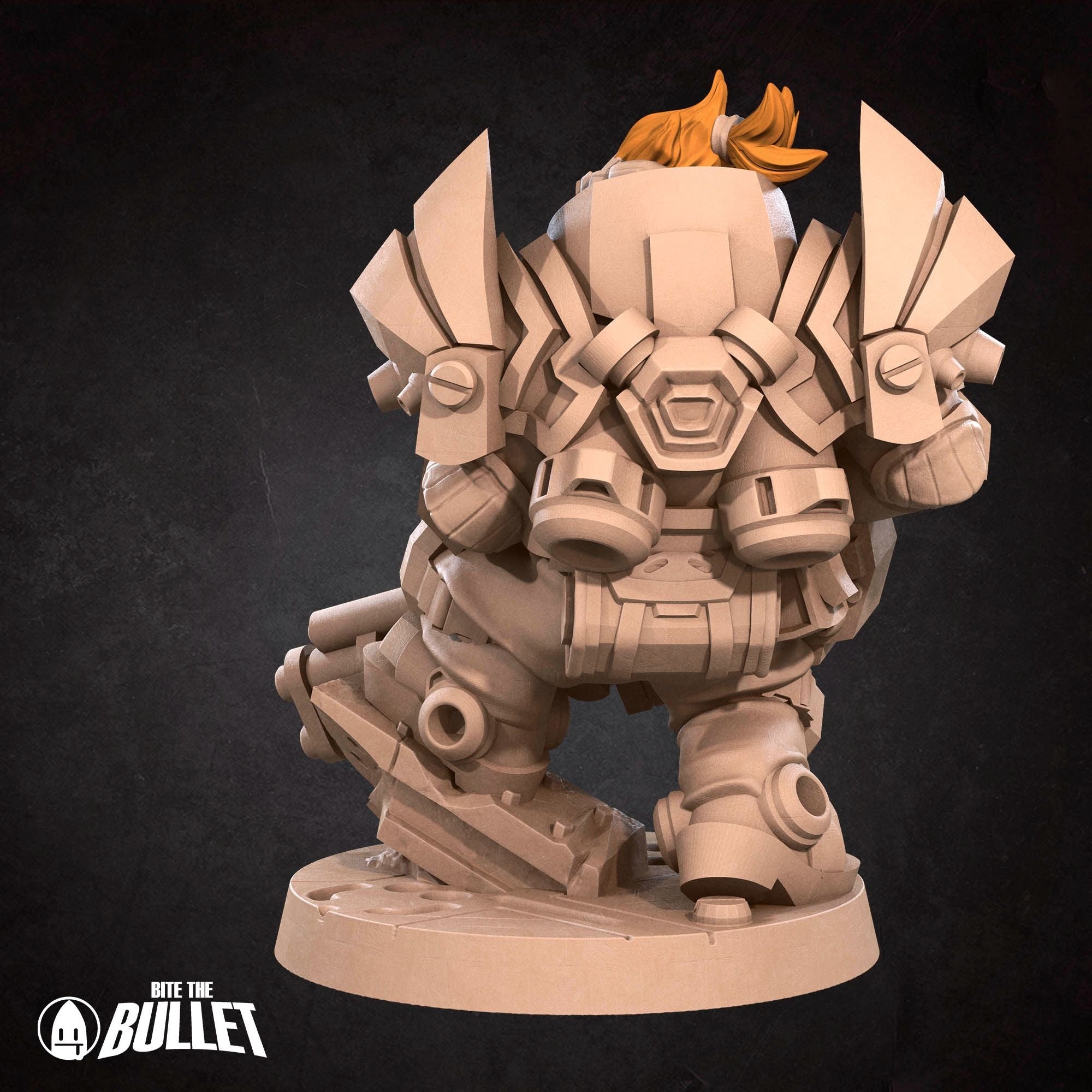 Space Dwarf Soldier - Bullet Galaxy - 3d Printed Miniature sculpted by Bite the Bullet