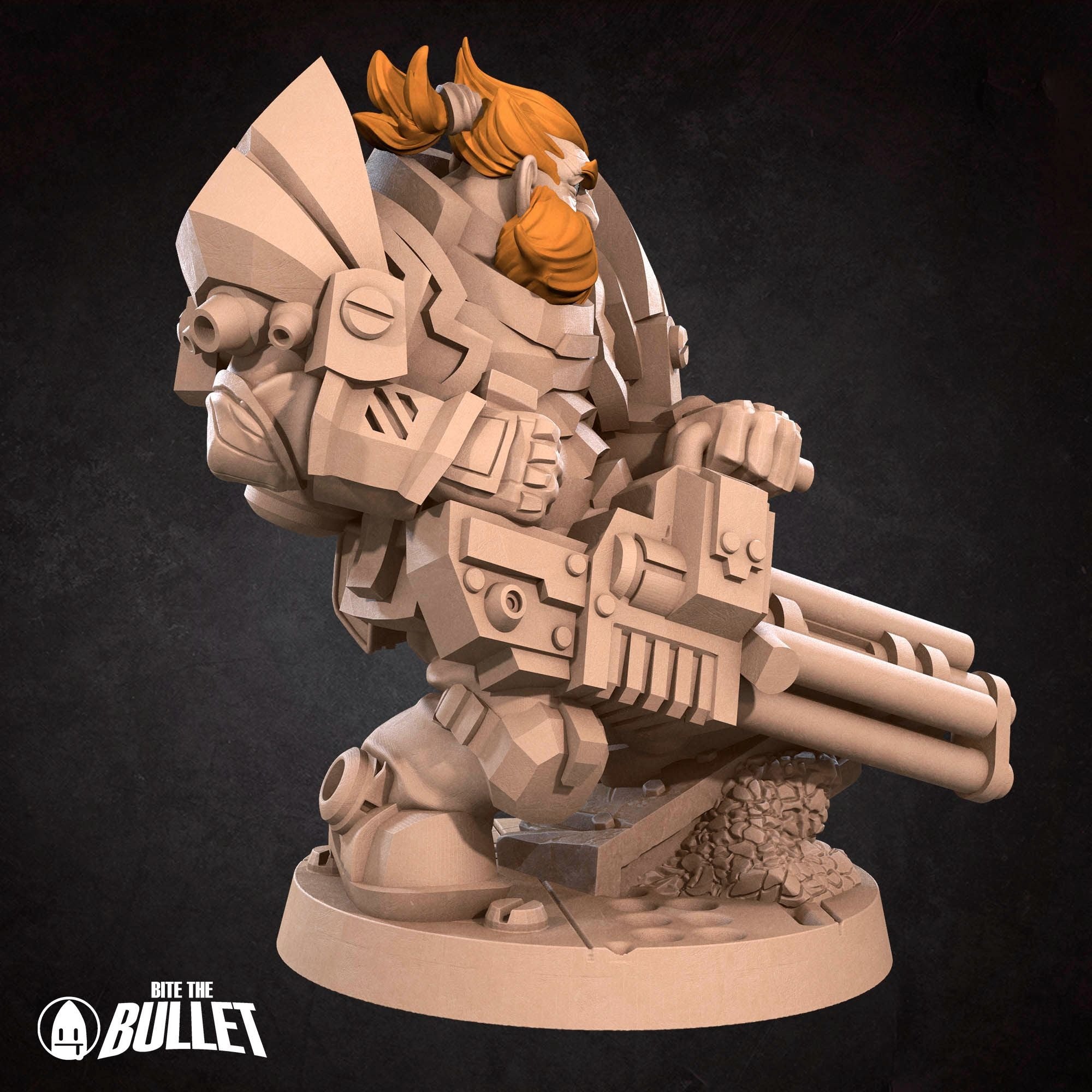 Space Dwarf Soldier - Bullet Galaxy - 3d Printed Miniature sculpted by Bite the Bullet