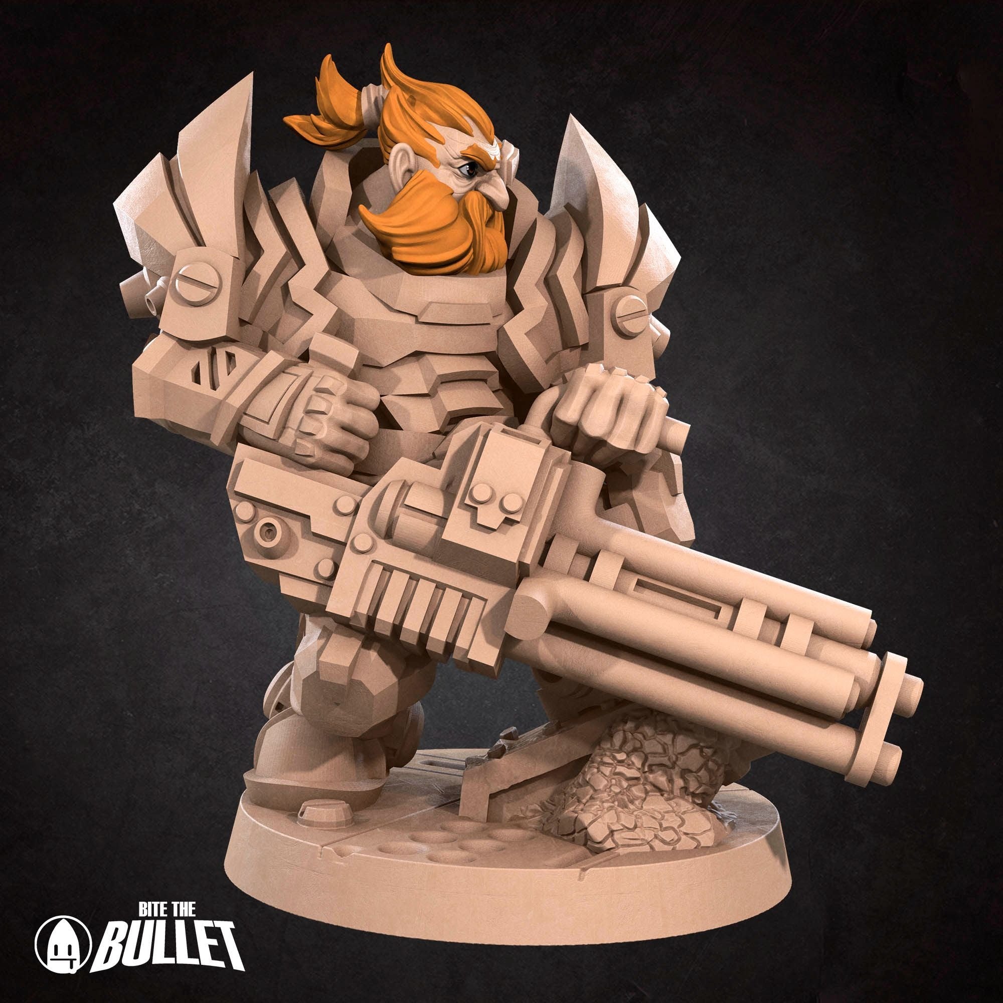 Space Dwarf Soldier - Bullet Galaxy - 3d Printed Miniature sculpted by Bite the Bullet