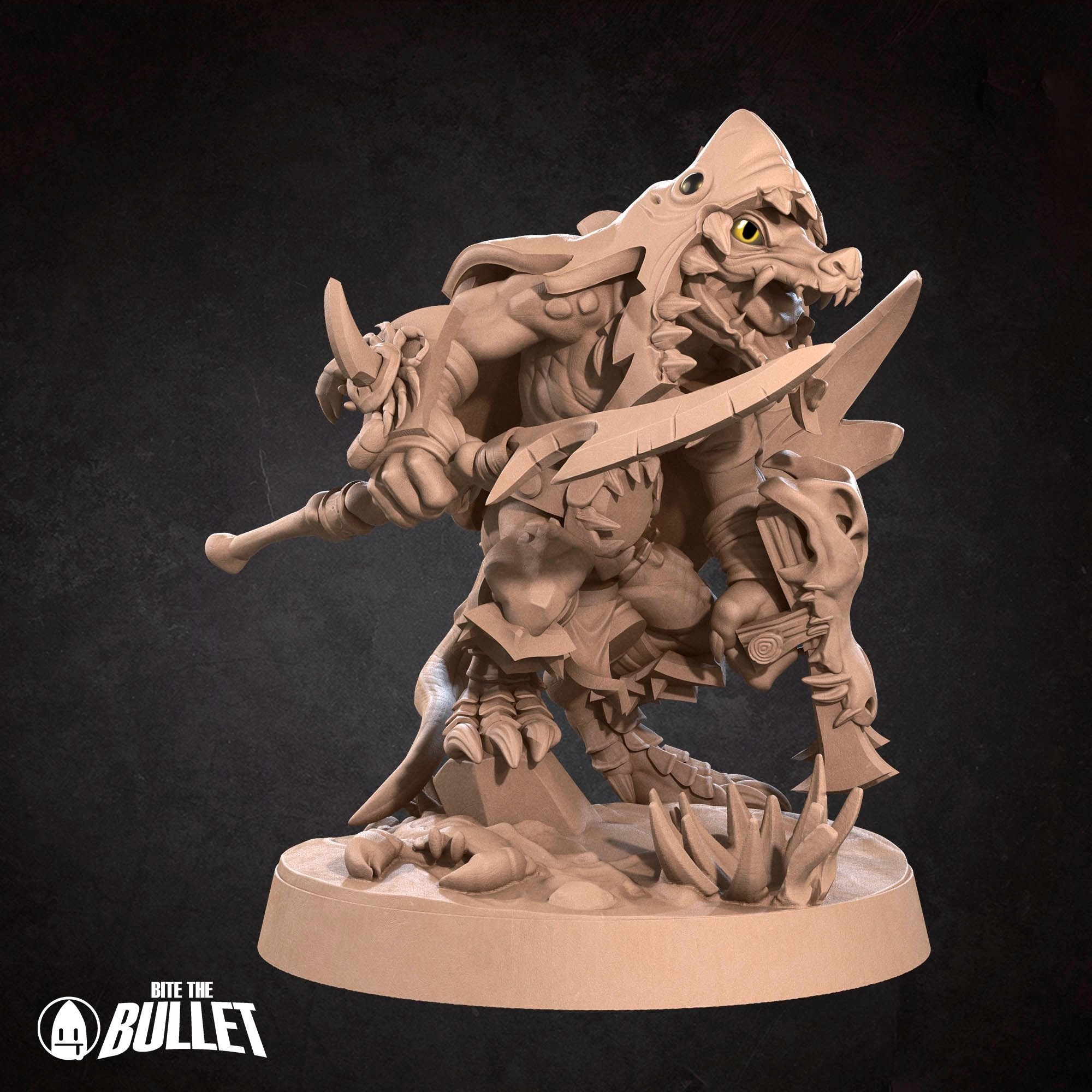 Kobold Fighter - Kobold DND - 3d Printed Miniature sculpted by Bite the Bullet