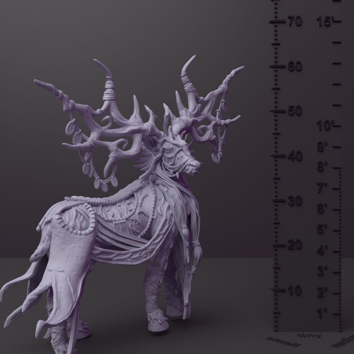 Feral Druid Stag - Army of Darkness: Dark Elves - 3d Printed Miniature Sculpted by Monolith Arts