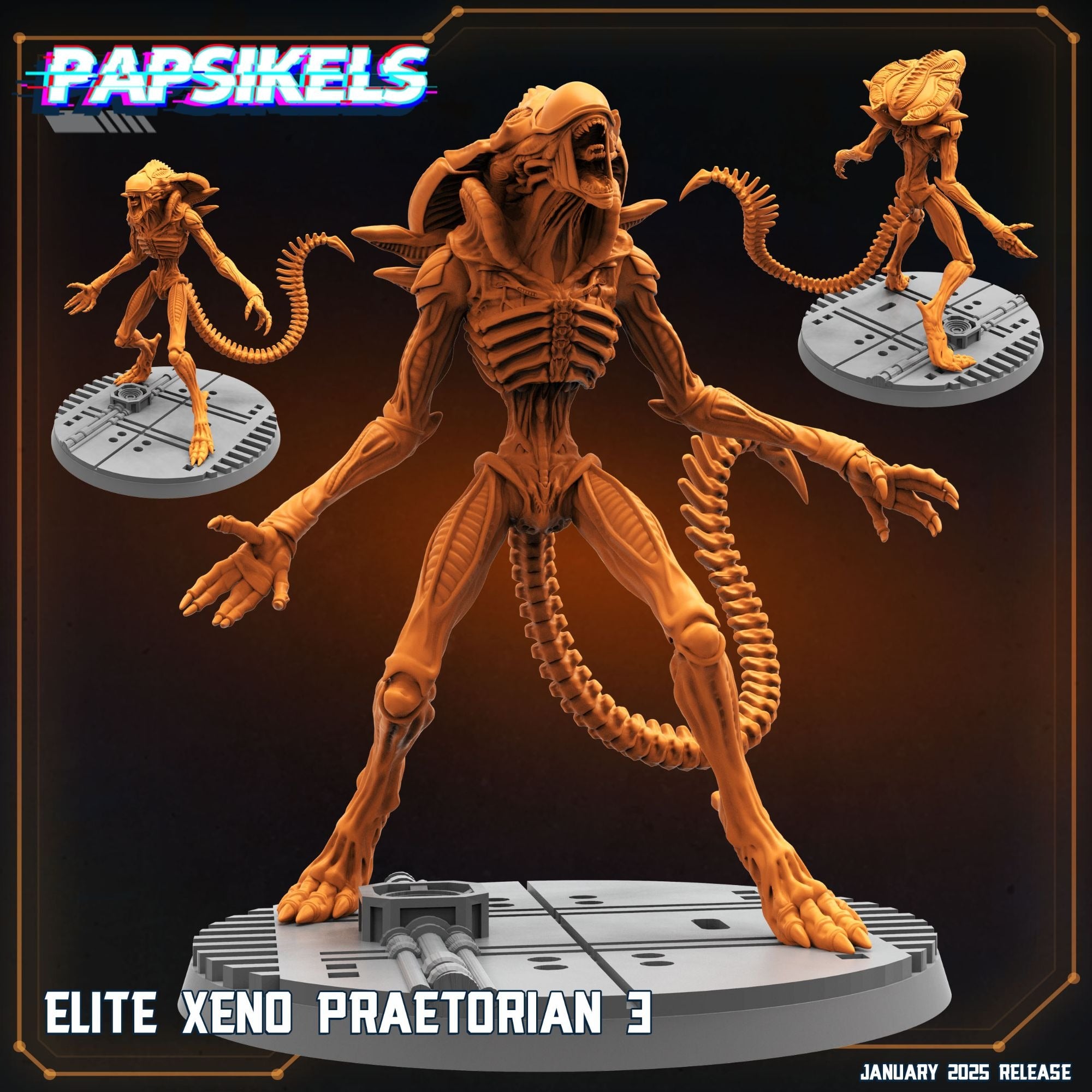 Elite Xeno Praetorians - 3d Printed Miniature Sculpted by Papsikels Miniatures