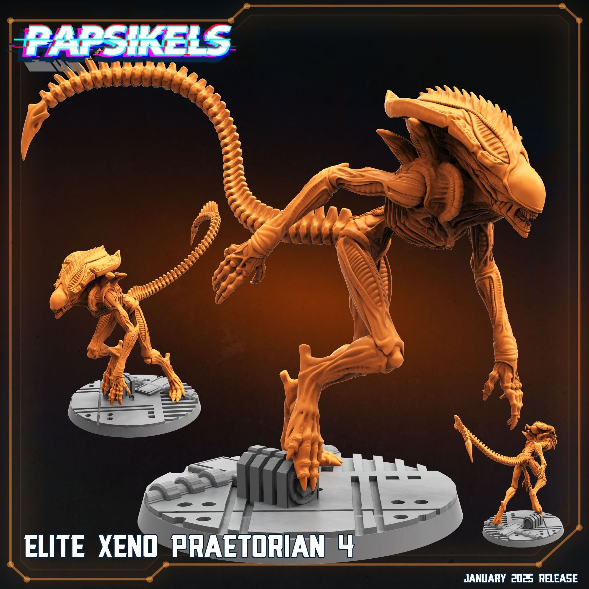 Elite Xeno Praetorians - 3d Printed Miniature Sculpted by Papsikels Miniatures