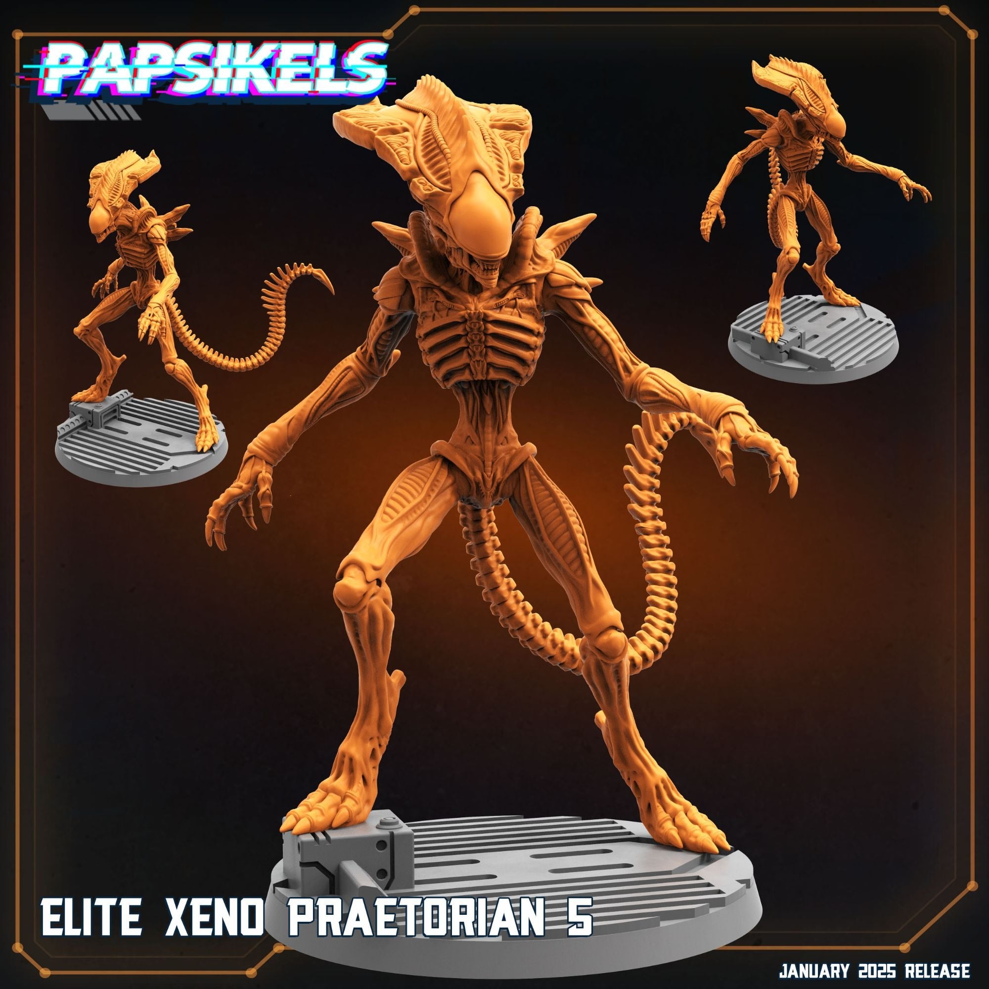 Elite Xeno Praetorians - 3d Printed Miniature Sculpted by Papsikels Miniatures