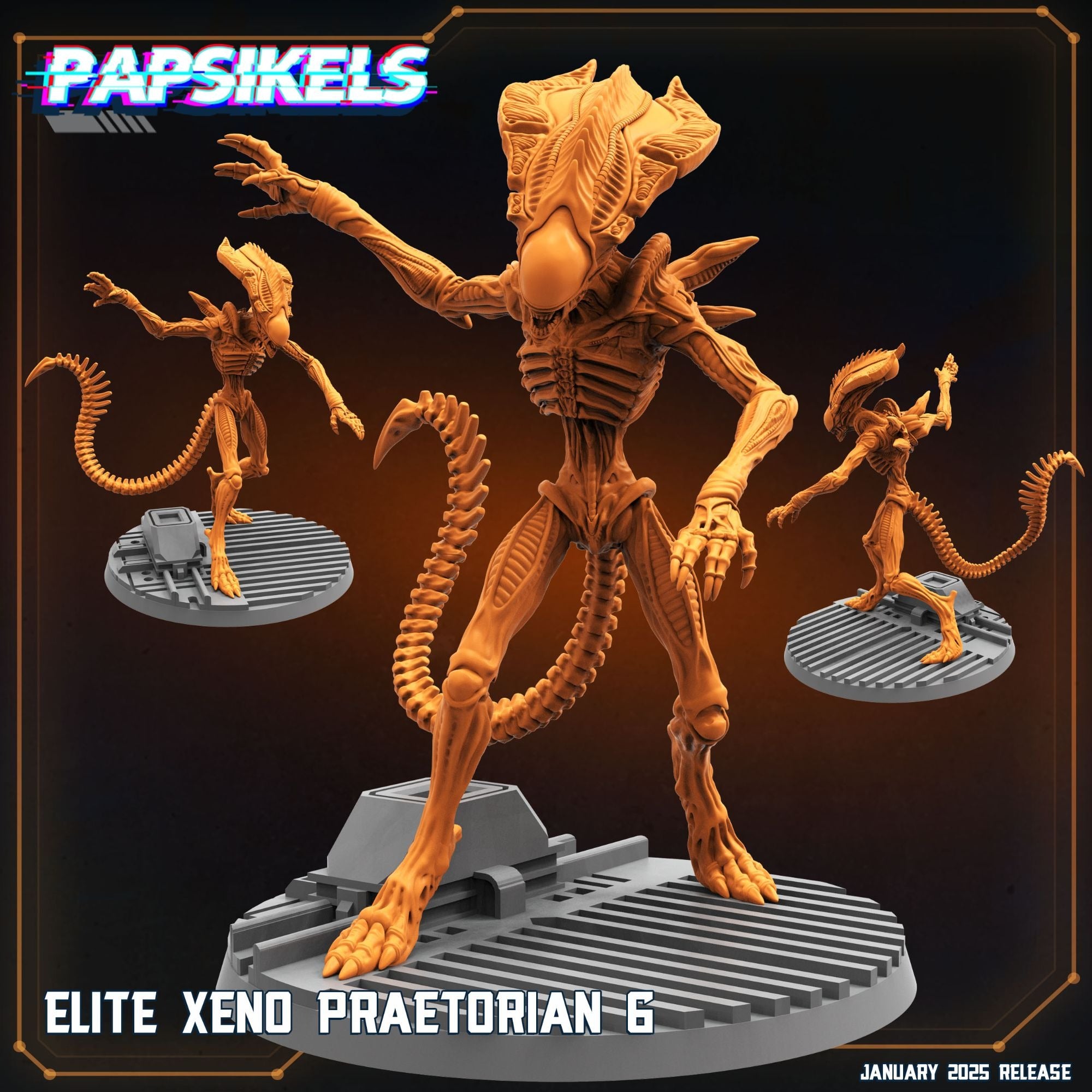 Elite Xeno Praetorians - 3d Printed Miniature Sculpted by Papsikels Miniatures