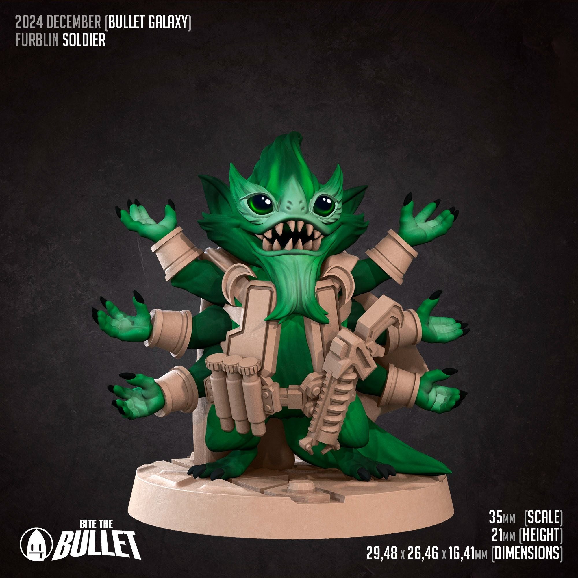 Furblin Soldier - Bullet Galaxy - 3d Printed Miniature sculpted by Bite the Bullet