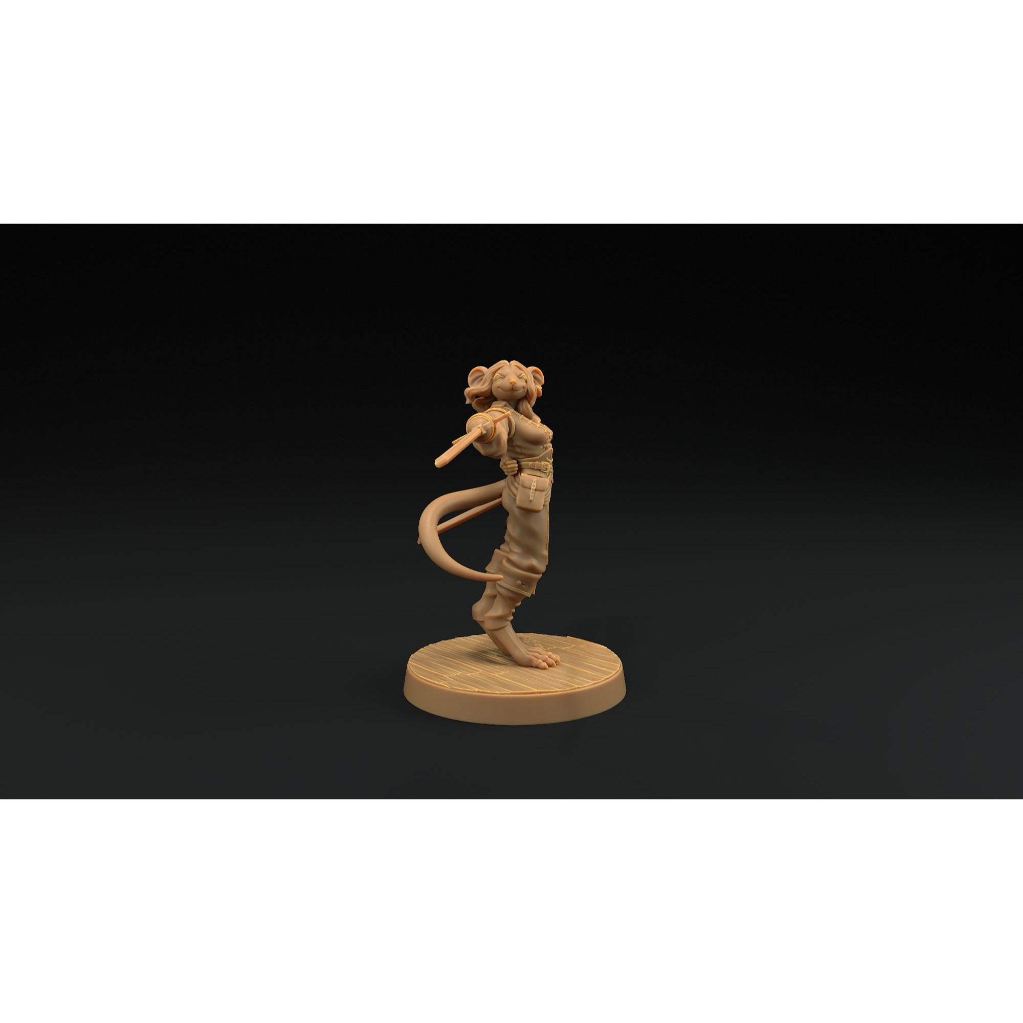 Millie, Ratfolk Fencer - Hunt for the Last Sea Angel - 3d Printed Miniature Sculpted by Dragon Trappers Lodge