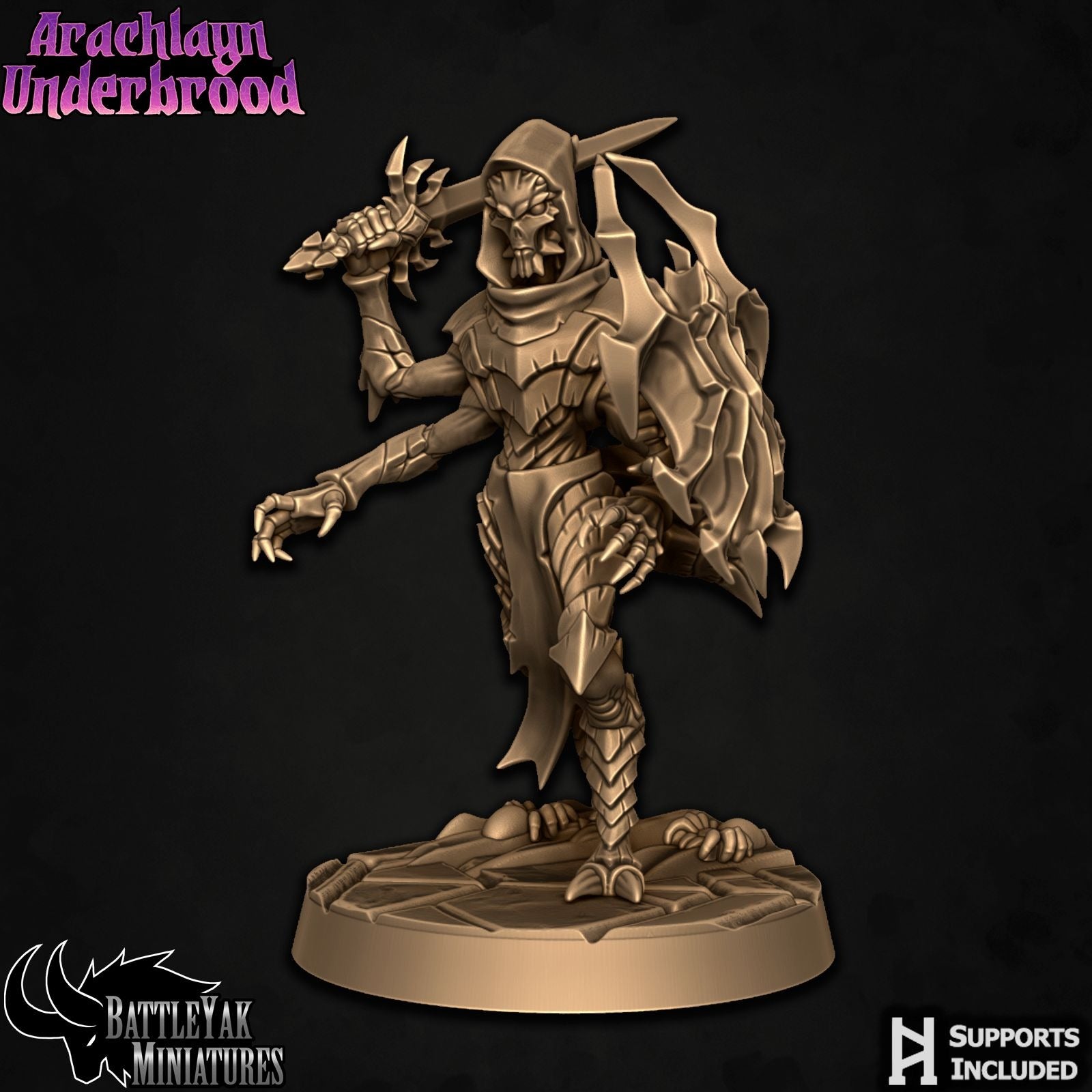 Arachlayn Infiltrator - Arachlayn Underbrood - 3d Printed Miniature Sculpted by Battle Yak Miniatures