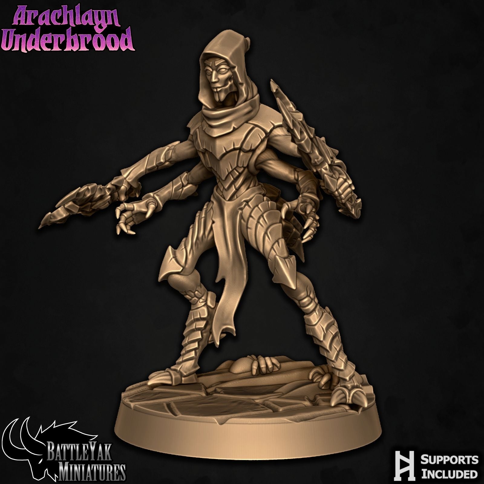 Arachlayn Infiltrator - Arachlayn Underbrood - 3d Printed Miniature Sculpted by Battle Yak Miniatures