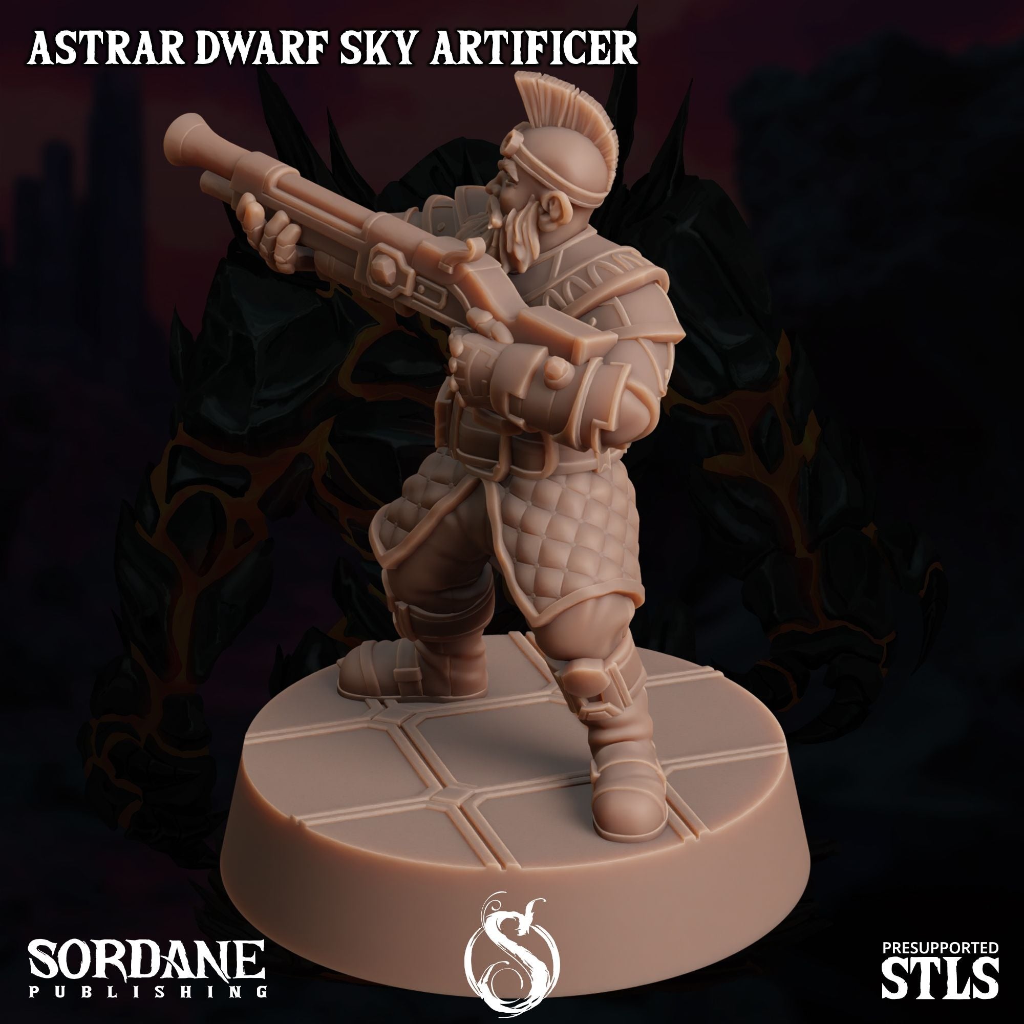 Astrar (Sky Dwarf) Artificer -  3d Printed Miniature Sculpted by Sordane Publishing
