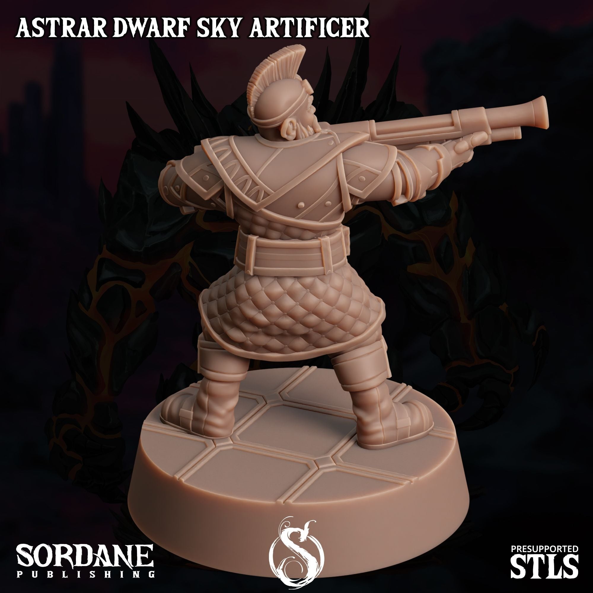 Astrar (Sky Dwarf) Artificer -  3d Printed Miniature Sculpted by Sordane Publishing