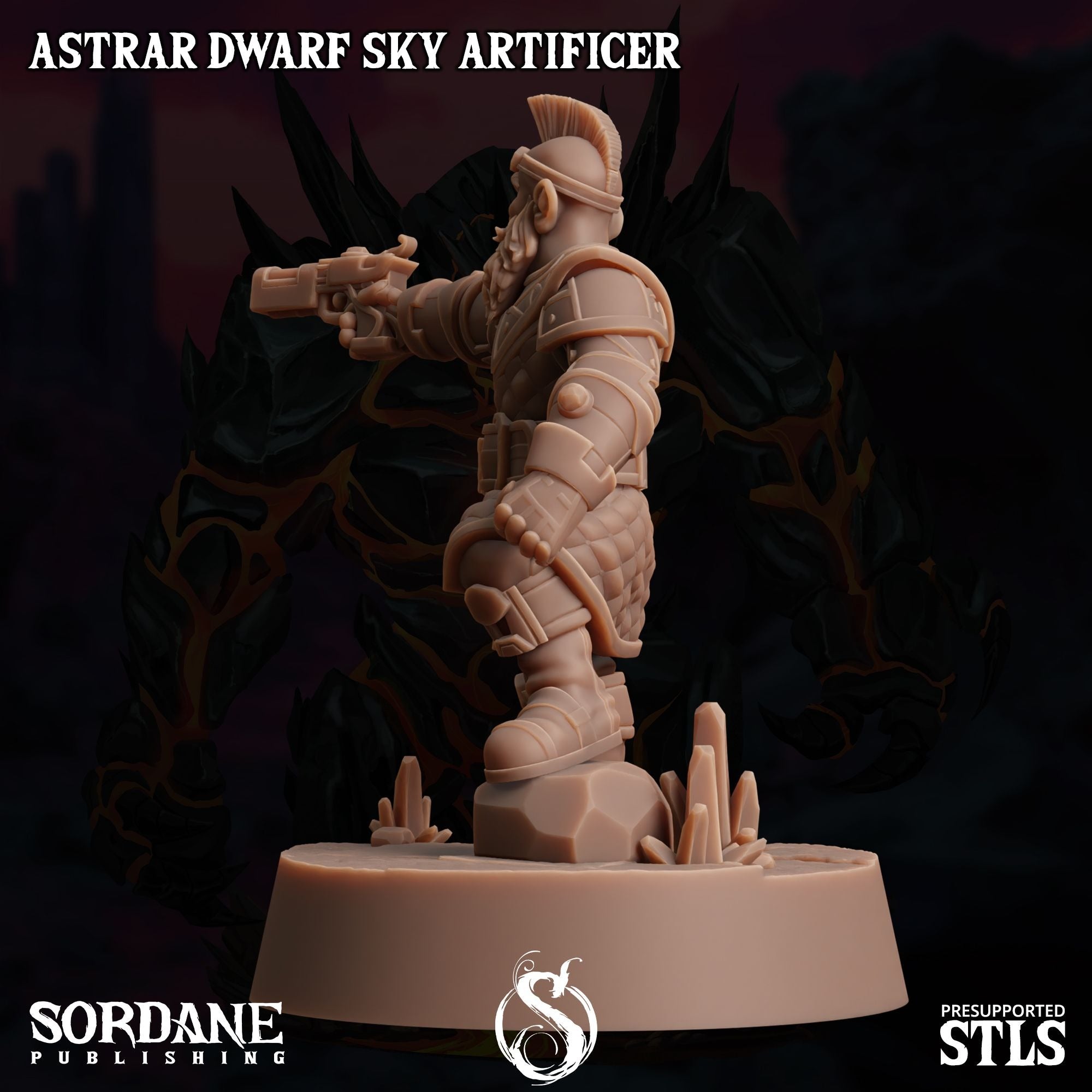 Astrar (Sky Dwarf) Artificer -  3d Printed Miniature Sculpted by Sordane Publishing