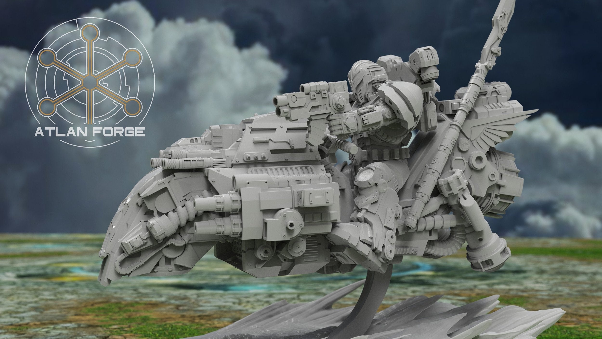 Angelic Hover Bikes - 3 Model Knights Angelic Unit Sculpted by Atlan Forge