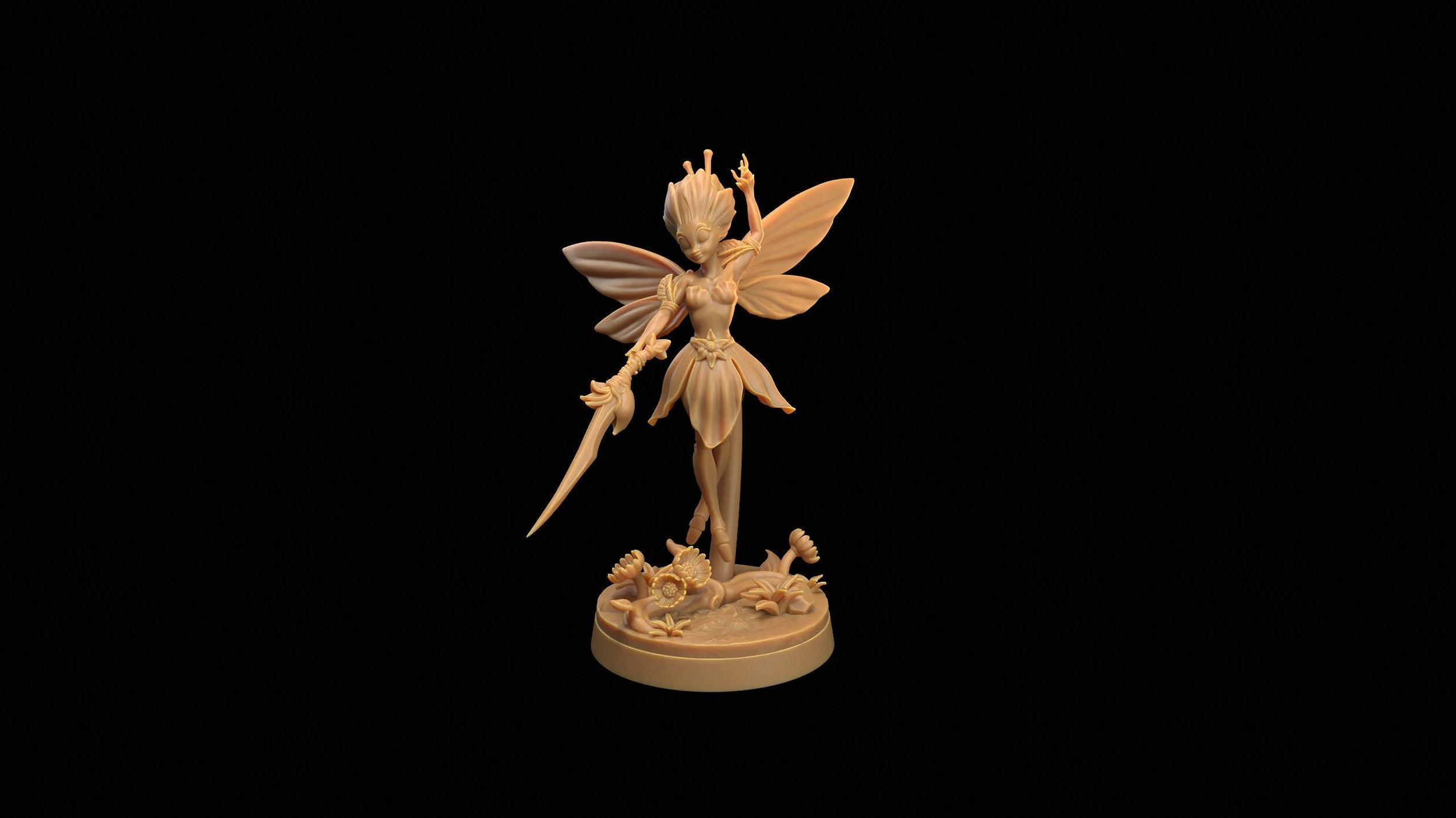 Seelie Guard Commander - Fae Petal Courts - One Page Rules Compatible 3d Printed Miniatures Sculpted by Dragon Trappers Lodge