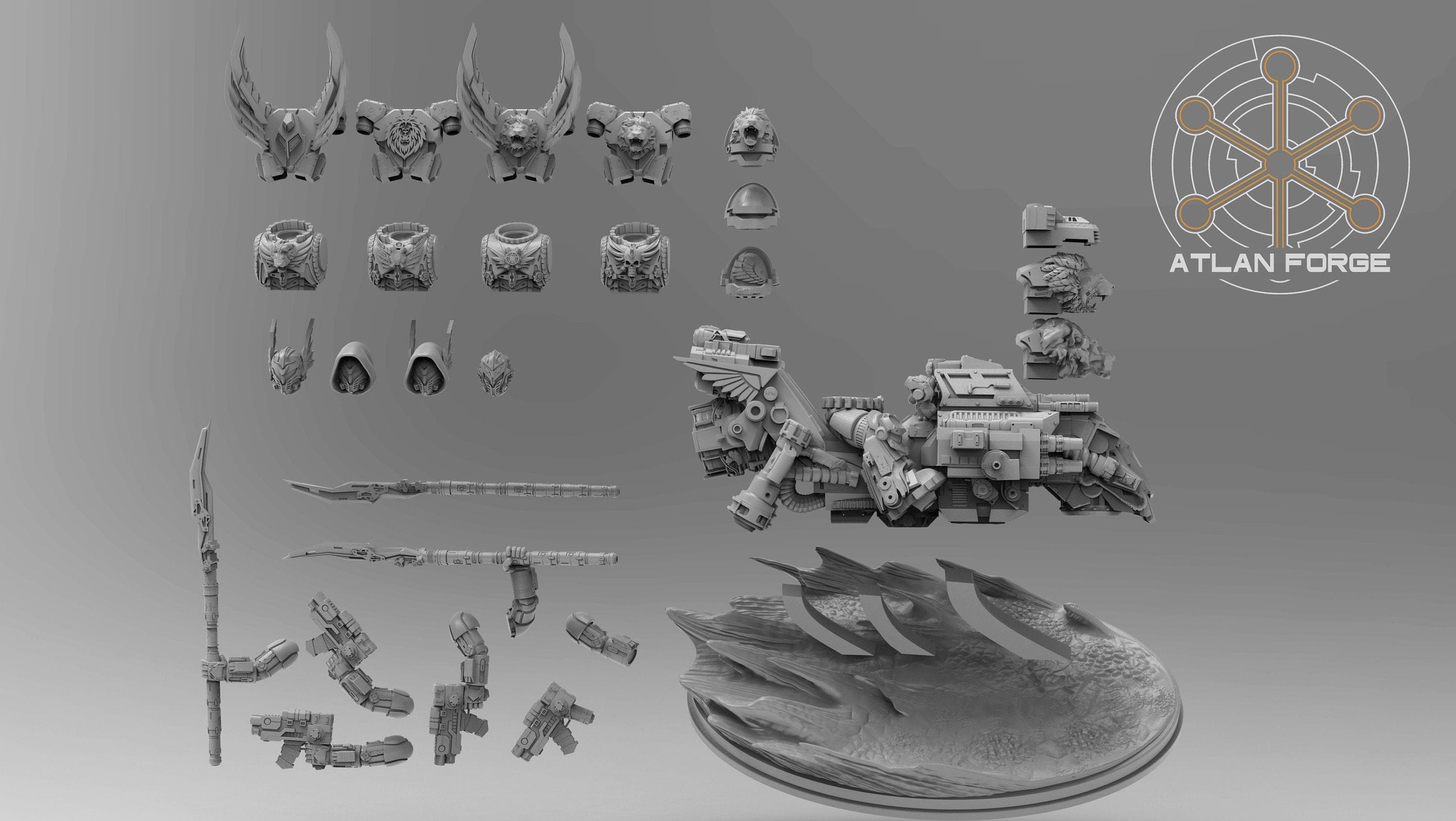 Angelic Hover Bikes - 3 Model Knights Angelic Unit Sculpted by Atlan Forge