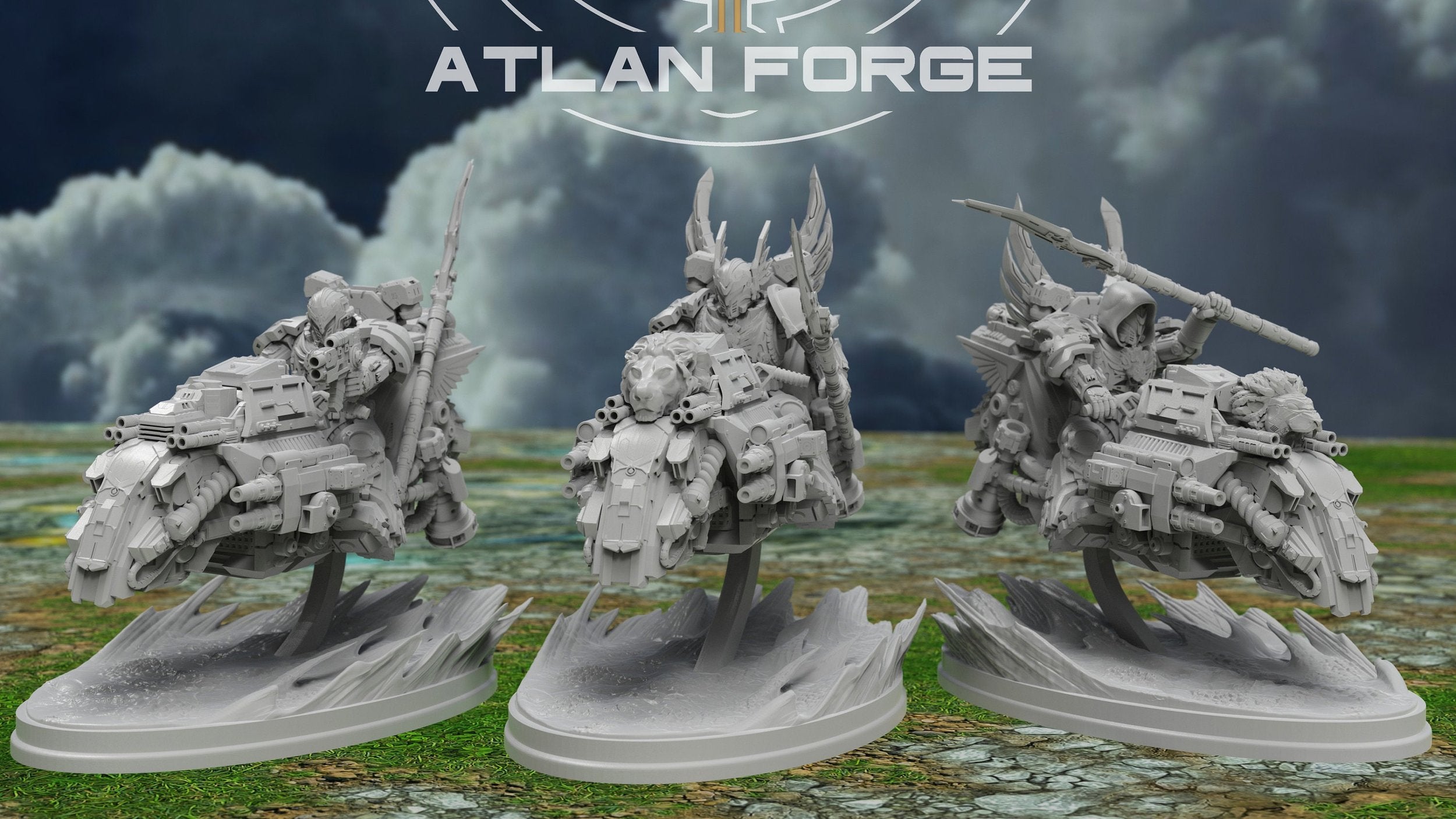 Angelic Hover Bikes - 3 Model Knights Angelic Unit Sculpted by Atlan Forge