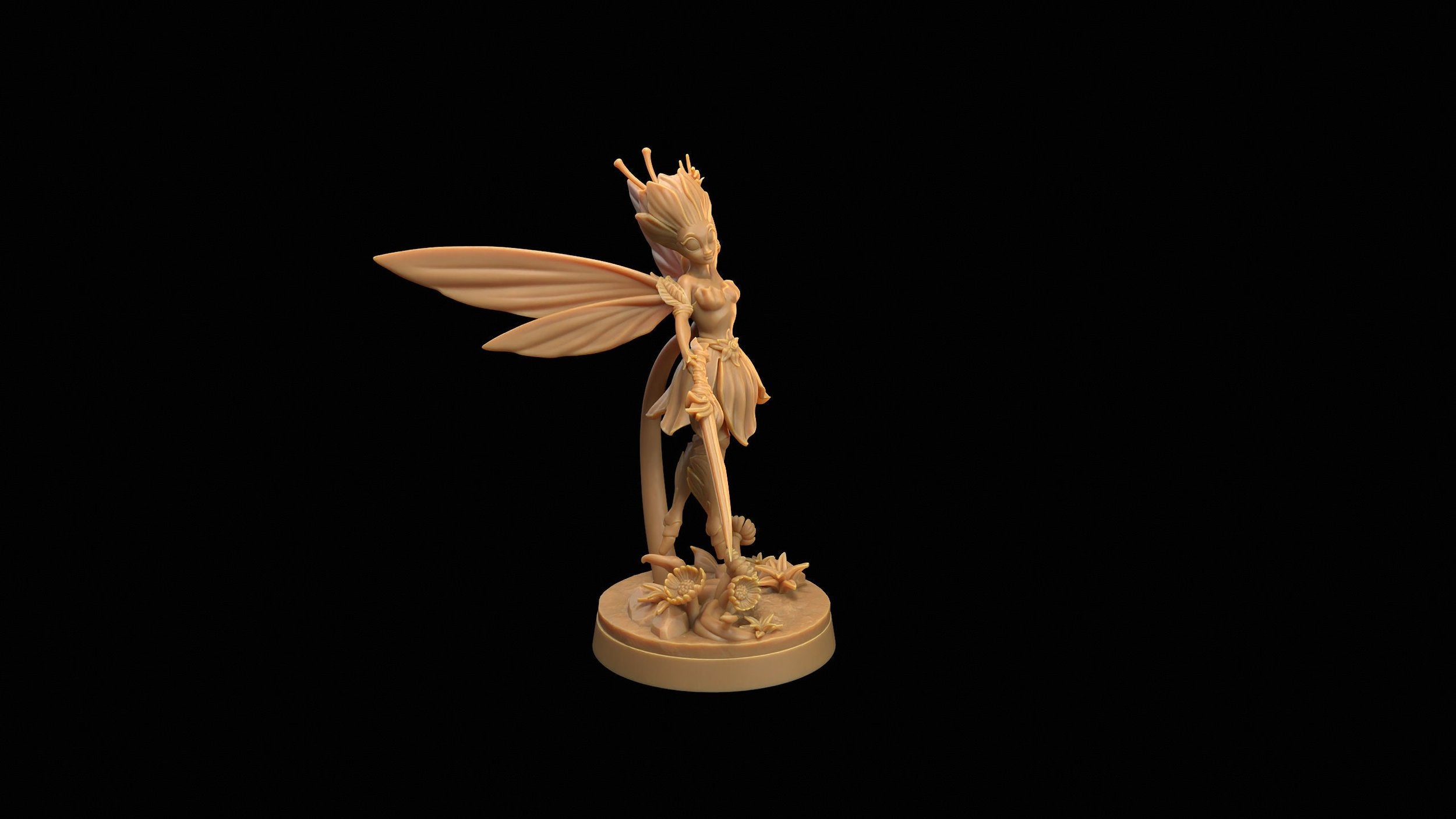 Seelie Guard Commander - Fae Petal Courts - One Page Rules Compatible 3d Printed Miniatures Sculpted by Dragon Trappers Lodge