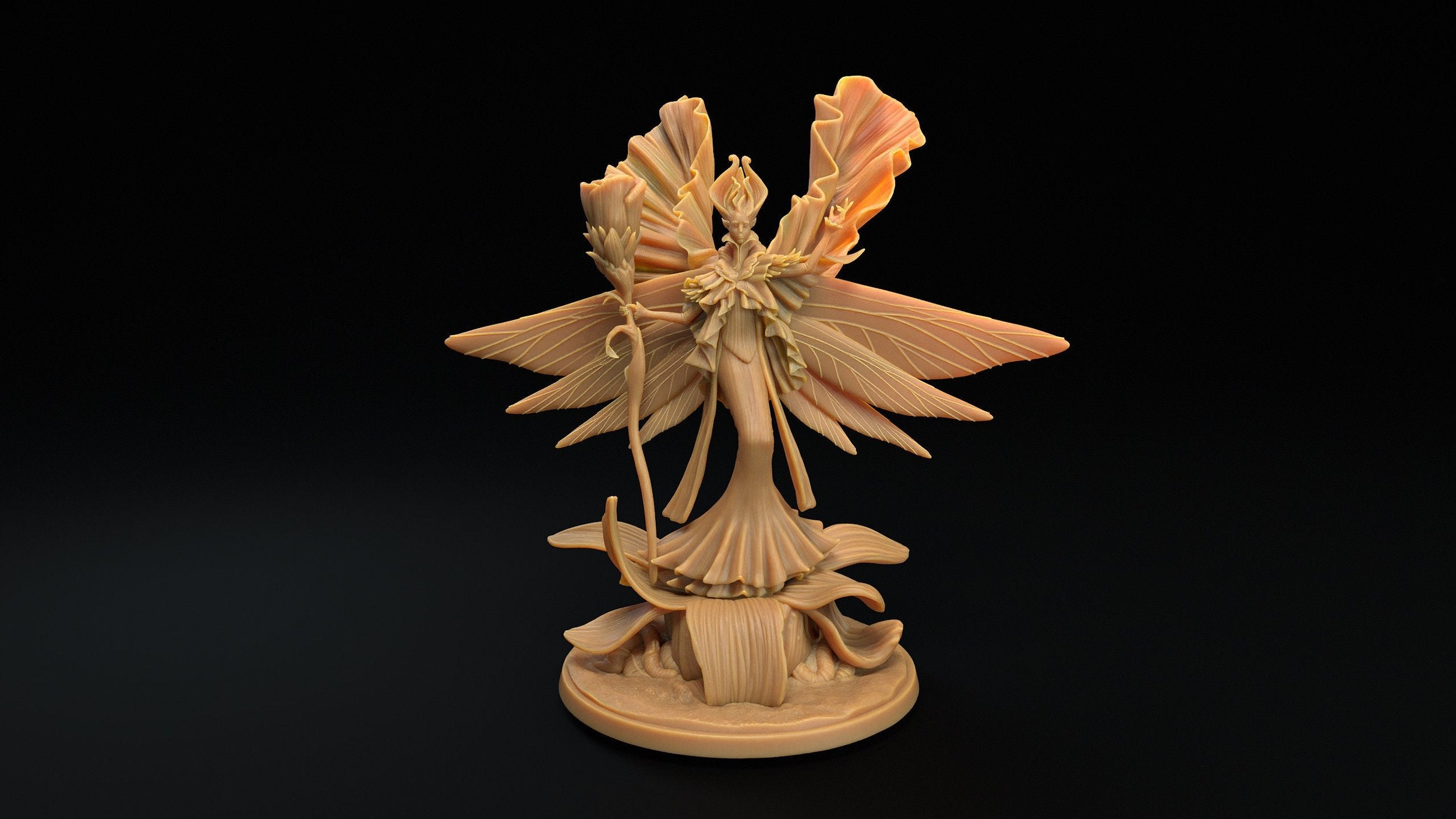 Seelie Queen - Fae Petal Courts - One Page Rules Compatible 3d Printed Miniatures Sculpted by Dragon Trappers Lodge