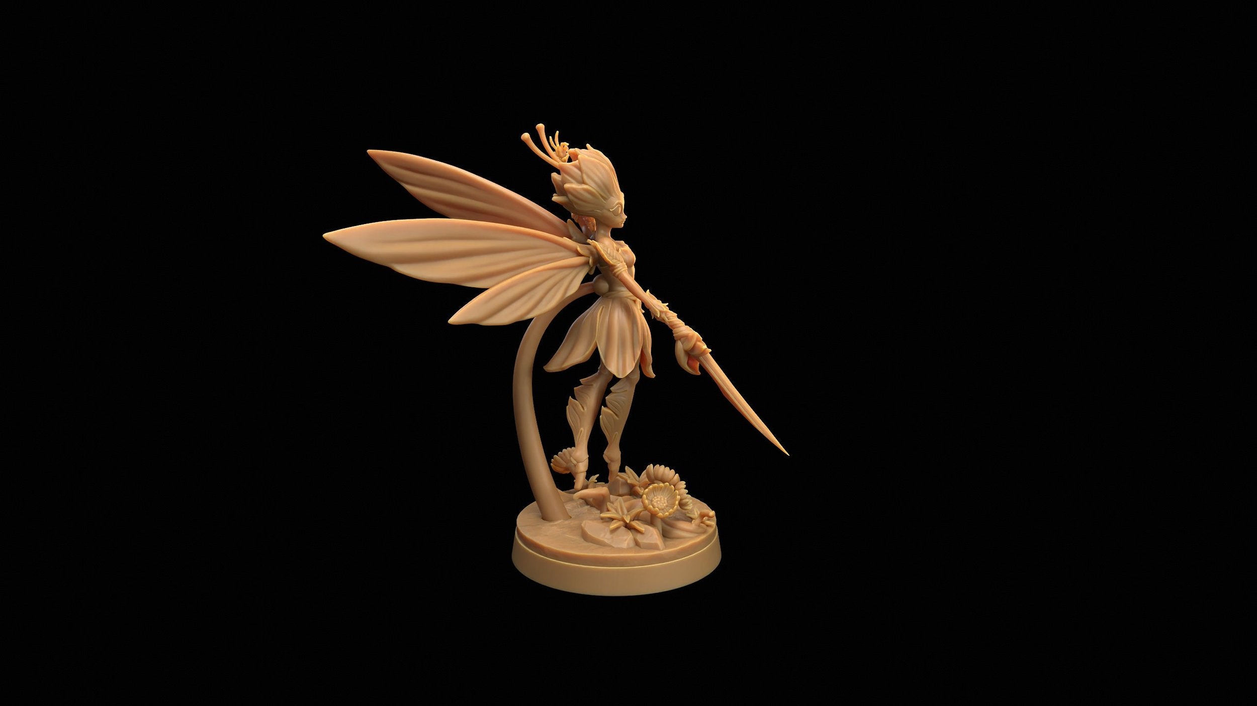 Seelie Guard Commander - Fae Petal Courts - One Page Rules Compatible 3d Printed Miniatures Sculpted by Dragon Trappers Lodge